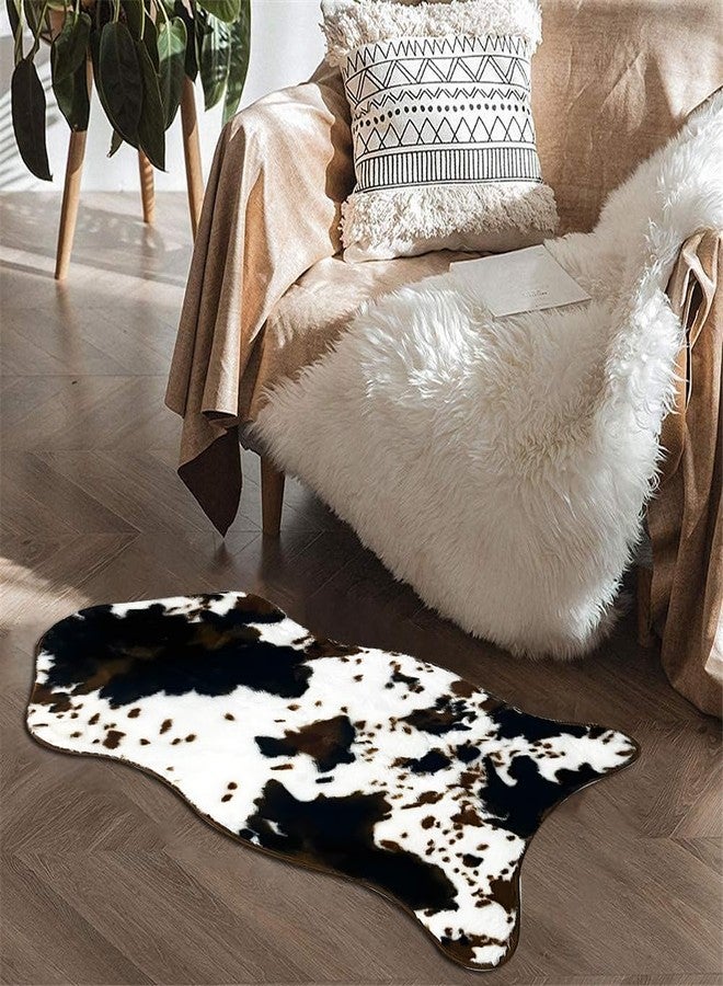 mamrug Coffee and White Cow Cute Bath mat,Faux Rabbit Fur Non-Slip Shaggy Water Absorbent Microfiber Soft Fluffy Bathroom Rugs,Washable for Home Decor Living Room Soft Plush Rug 23.6x47.2 inch - Image 2